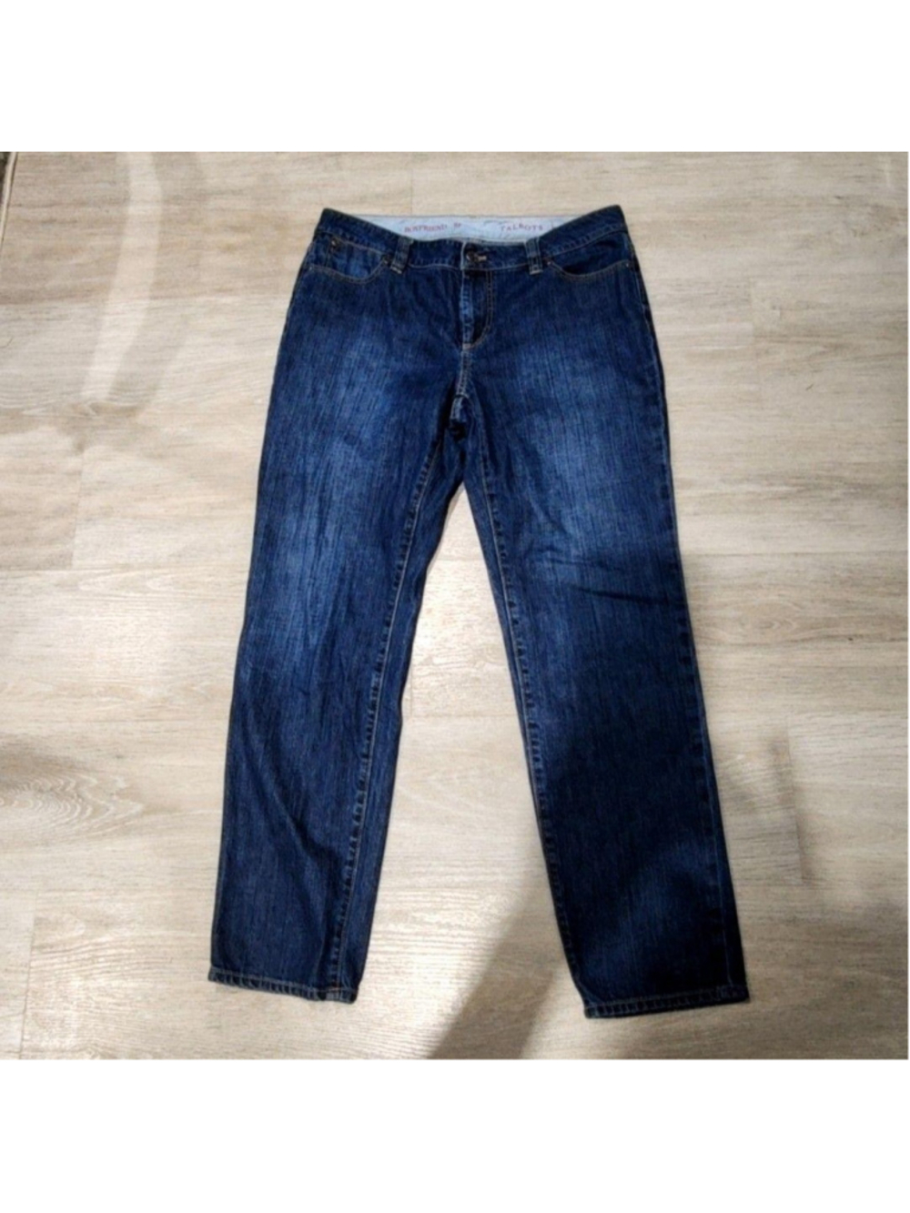 Talbots Jeans Womens Petite 8P Blue Medium Wash Boyfriend Relaxed Denim Casual